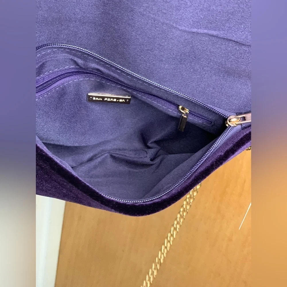 Bam Forever Elegant Purple Velvet Clutch Shoulder Bag   Dark Feminine